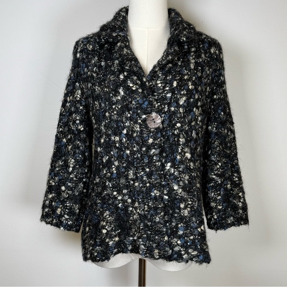 Susan Bristol Boucle Cardigan Jacket Wool Alpaca Mohair Blend Soft Size Medium - Picture 1 of 13